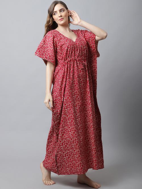 drawstring waist foil printed kaftan - 18629806 - Standard Image - 1
