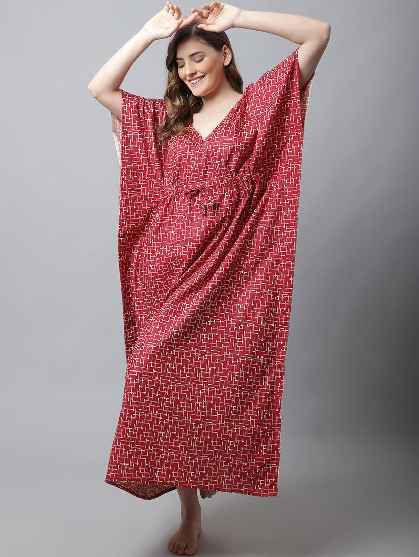 drawstring waist foil printed kaftan - 18629806 - Zoom Image - 2