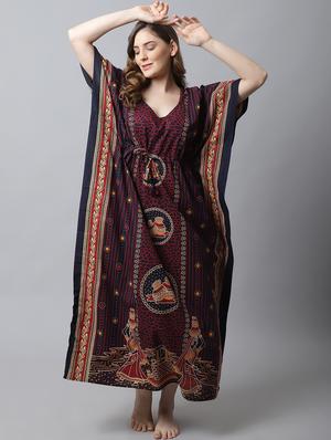 drawstring waist printed kaftan - 18629814 - Standard Image - 2