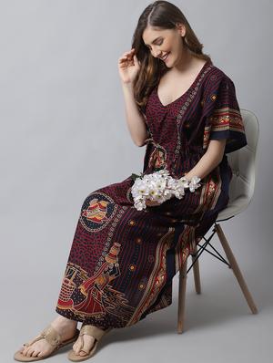 drawstring waist printed kaftan - 18629814 - Standard Image - 4
