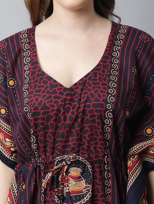 drawstring waist printed kaftan - 18629814 - Standard Image - 5