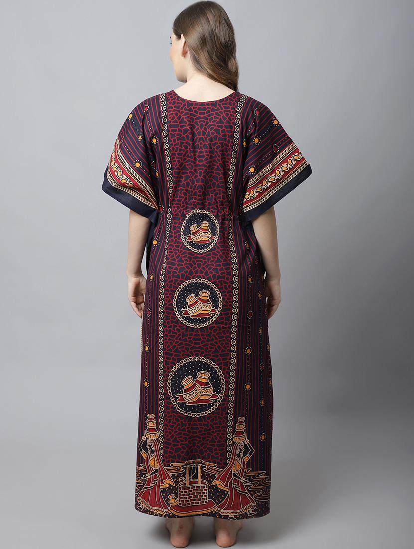 drawstring waist printed kaftan - 18629814 - Zoom Image - 3