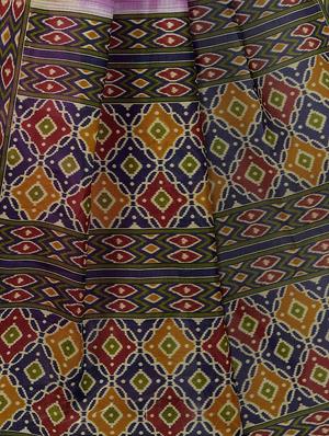 ikat printed saree with blouse - 18629830 - Standard Image - 5