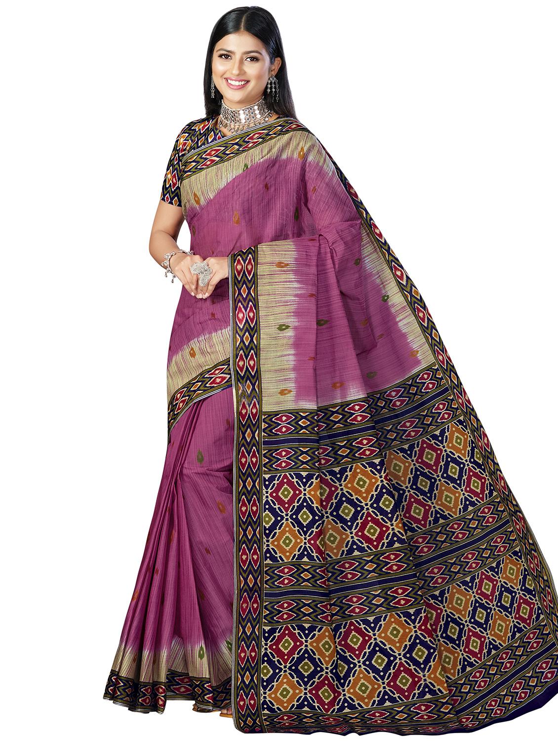 ikat printed saree with blouse - 18629830 - Zoom Image - 1