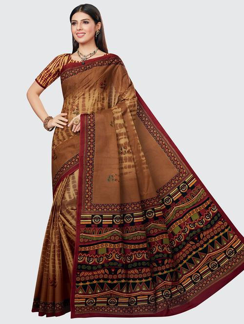 floral printed saree with blouse - 18629845 - Standard Image - 1
