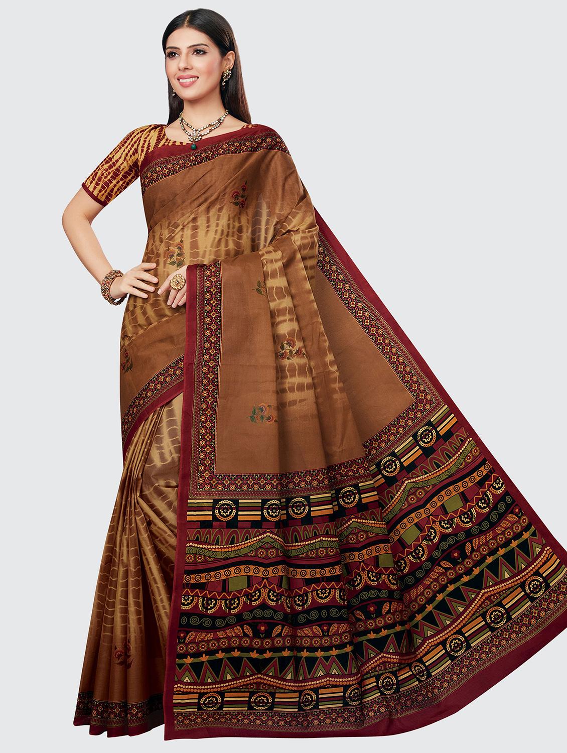 floral printed saree with blouse - 18629845 - Zoom Image - 1
