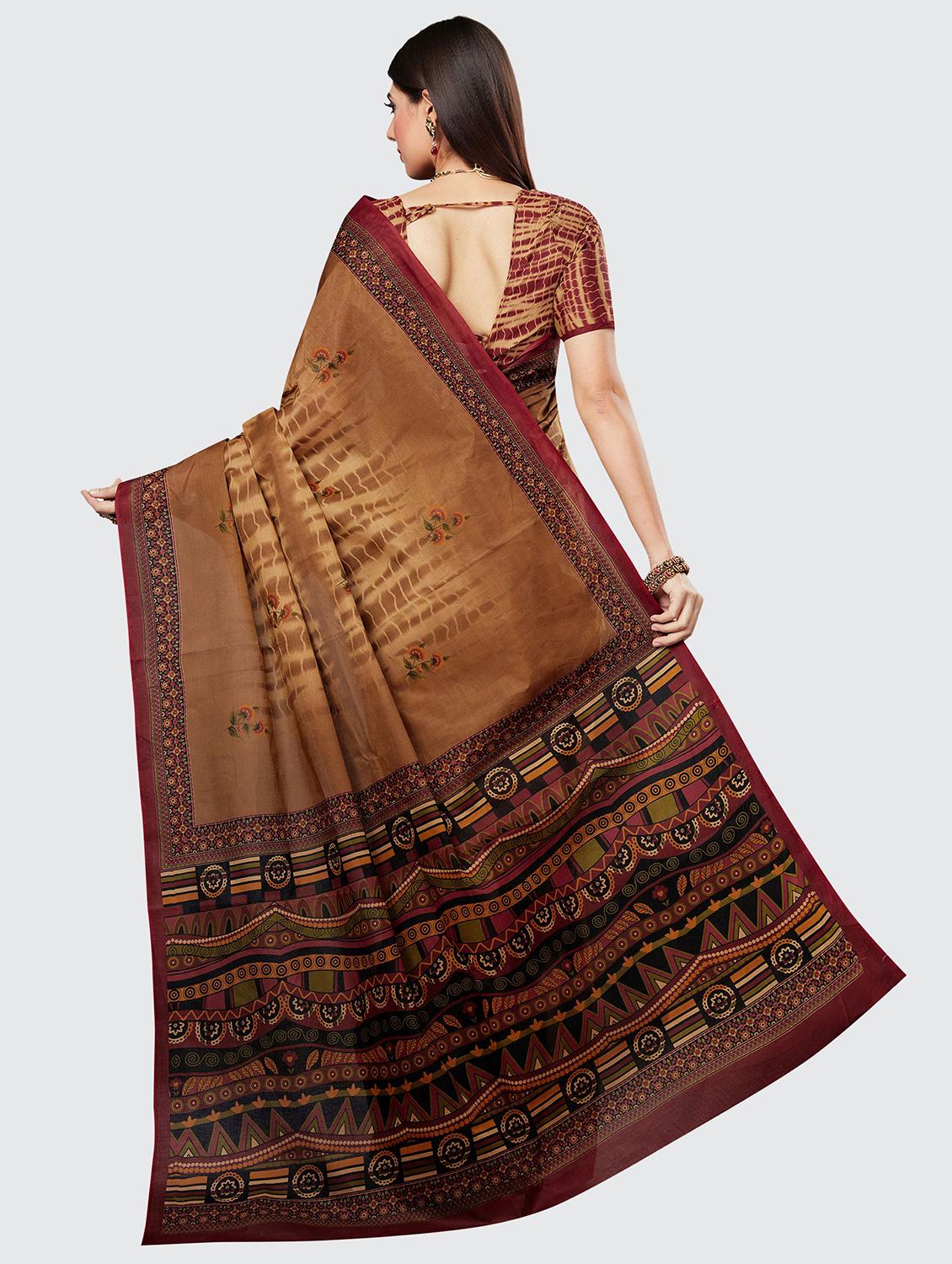 floral printed saree with blouse - 18629845 - Zoom Image - 2