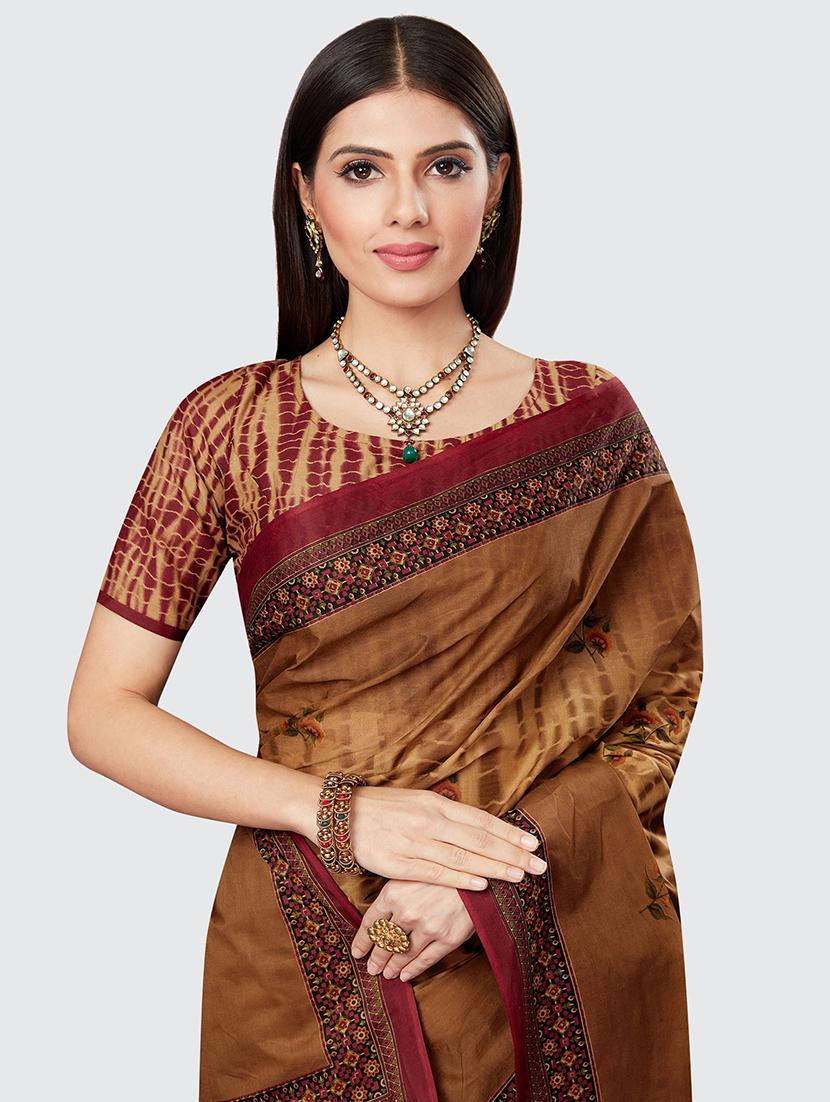 floral printed saree with blouse - 18629845 - Zoom Image - 3