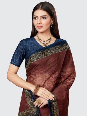 floral printed saree with blouse - 18629851 - Standard Image - 3