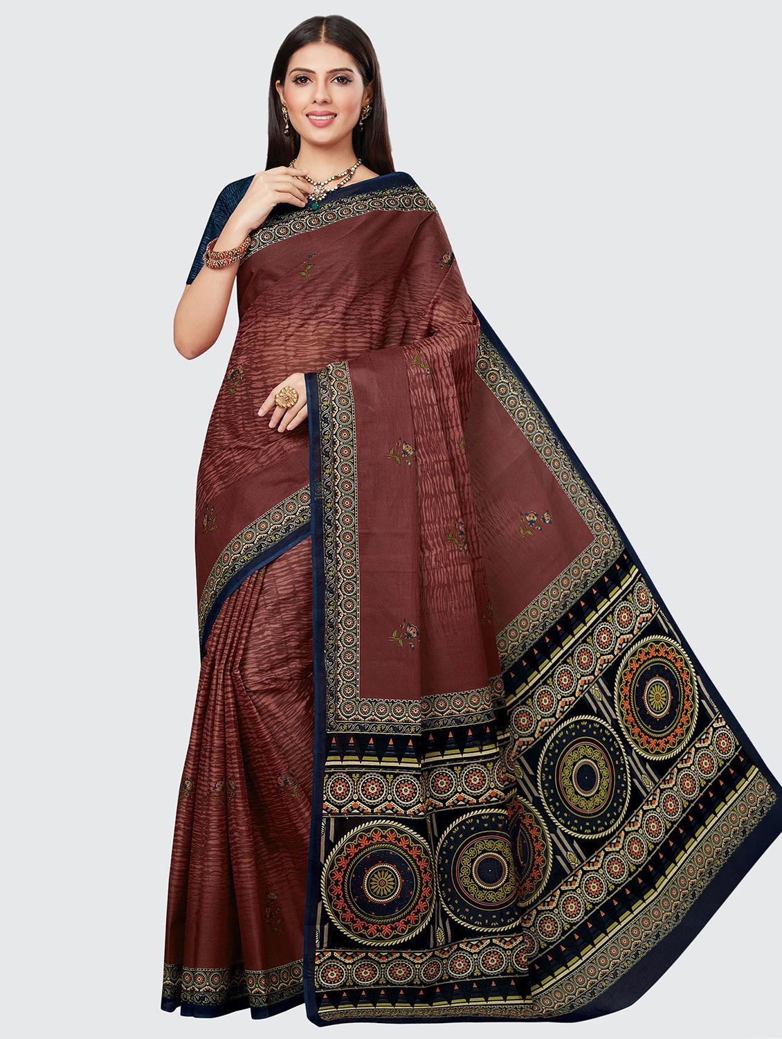 floral printed saree with blouse - 18629851 - Zoom Image - 1