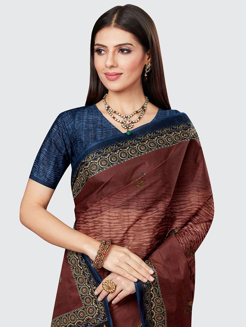 floral printed saree with blouse - 18629851 - Zoom Image - 3