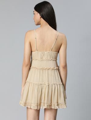 beige printed babydoll - 18634524 - Standard Image - 5