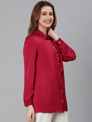 maroon solid regular shirt - 18634643 - Standard Image - 2