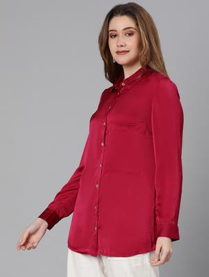 maroon solid regular shirt - 18634643 - Standard Image - 3