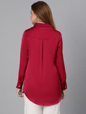 maroon solid regular shirt - 18634643 - Standard Image - 4
