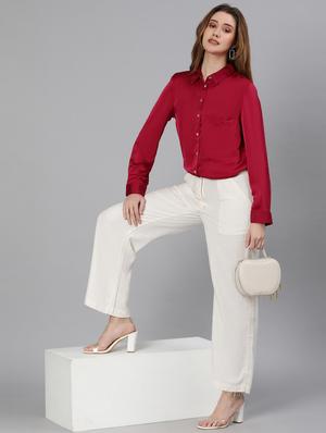 maroon solid regular shirt - 18634643 - Standard Image - 5