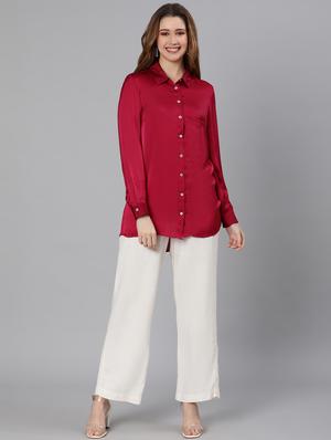 maroon solid regular shirt - 18634643 - Standard Image - 6