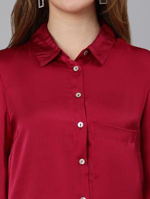 maroon solid regular shirt - 18634643 - Standard Image - 7