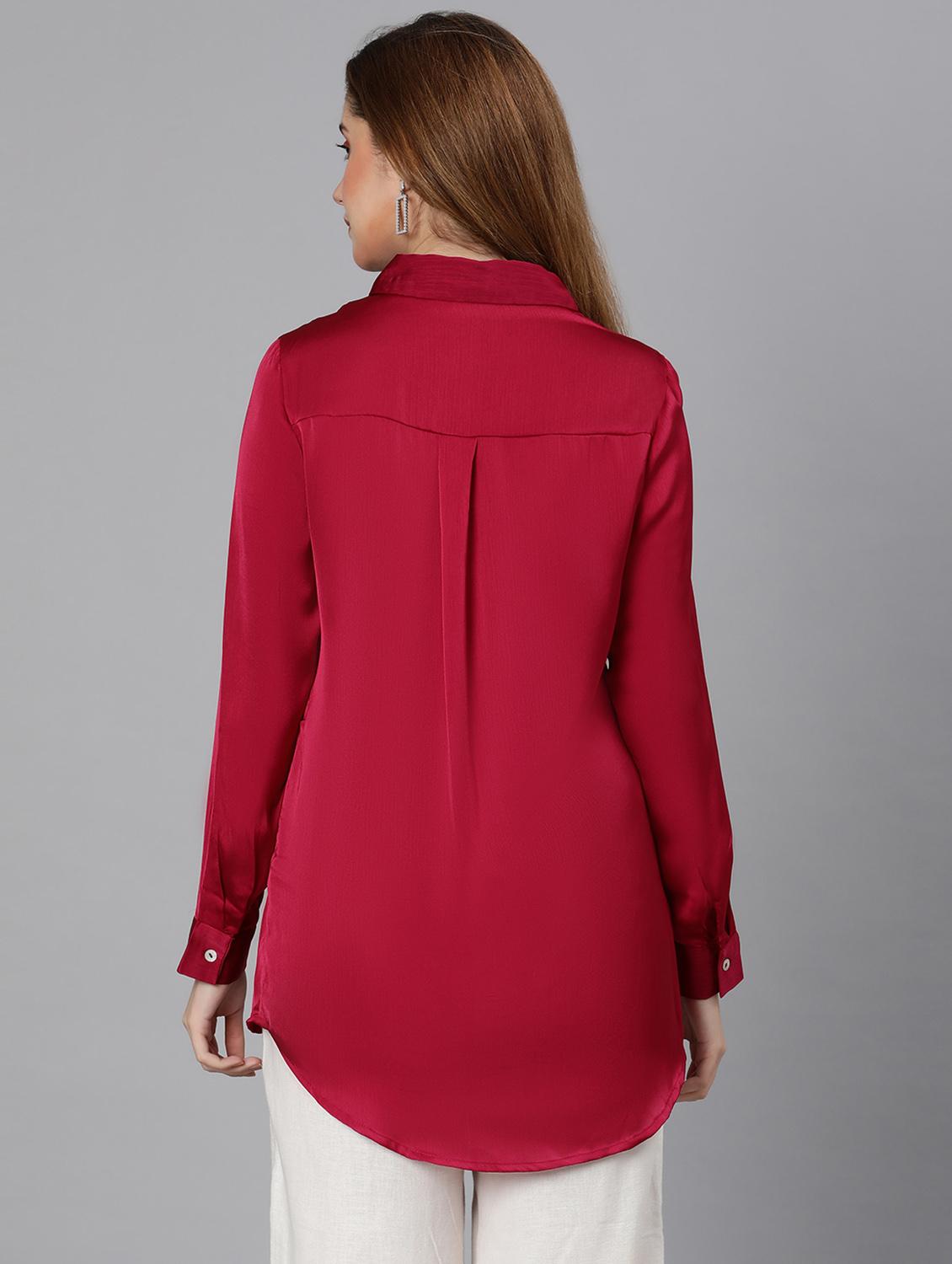 maroon solid regular shirt - 18634643 - Zoom Image - 4