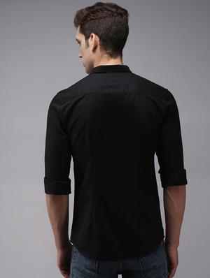black solid casual shirt - 18636844 - Standard Image - 4