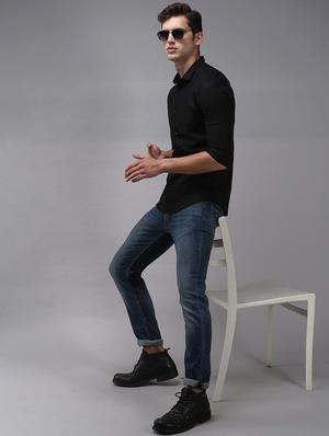 black solid casual shirt - 18636844 - Standard Image - 5