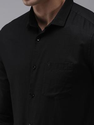 black solid casual shirt - 18636844 - Standard Image - 6