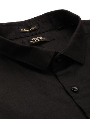 black solid casual shirt - 18636844 - Standard Image - 7
