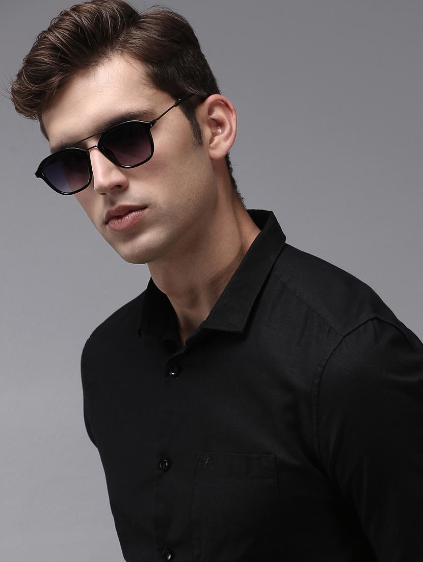 black solid casual shirt - 18636844 - Zoom Image - 2