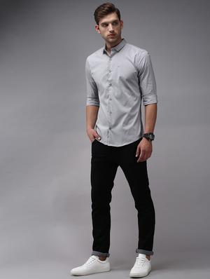 grey solid casual shirt - 18636868 - Standard Image - 4