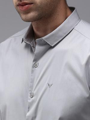 grey solid casual shirt - 18636868 - Standard Image - 5