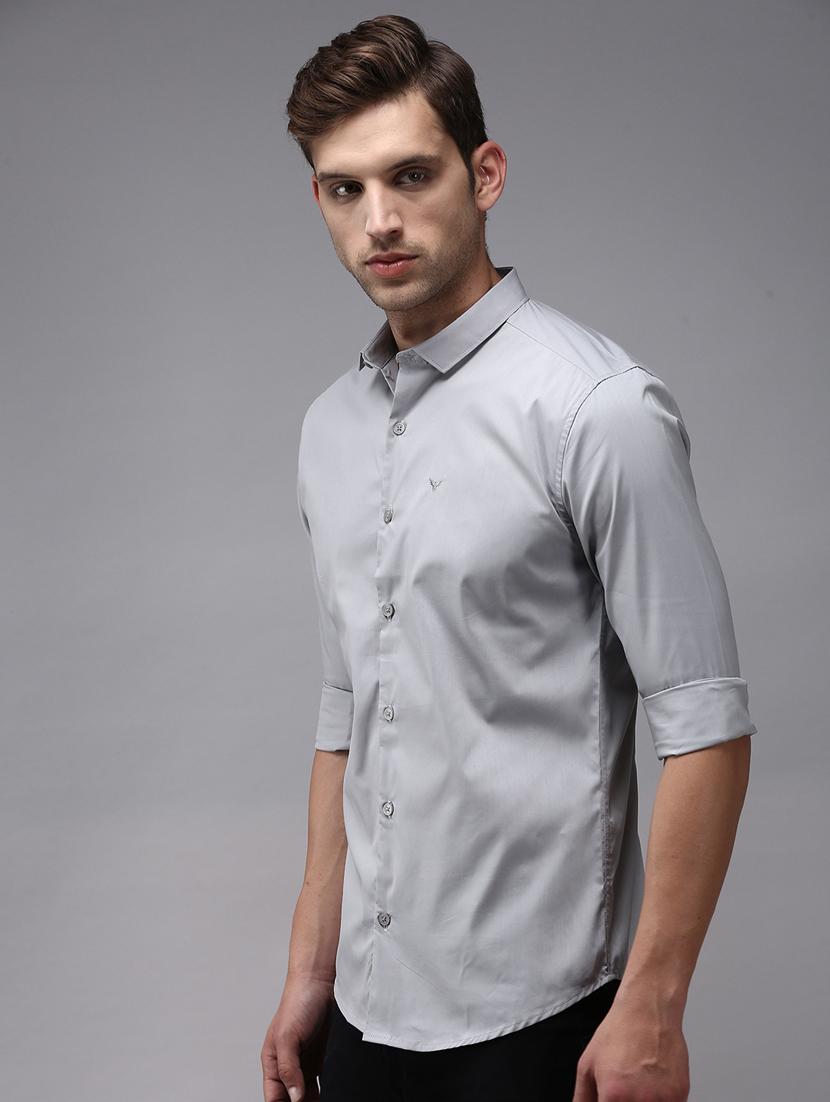 grey solid casual shirt - 18636868 - Zoom Image - 2