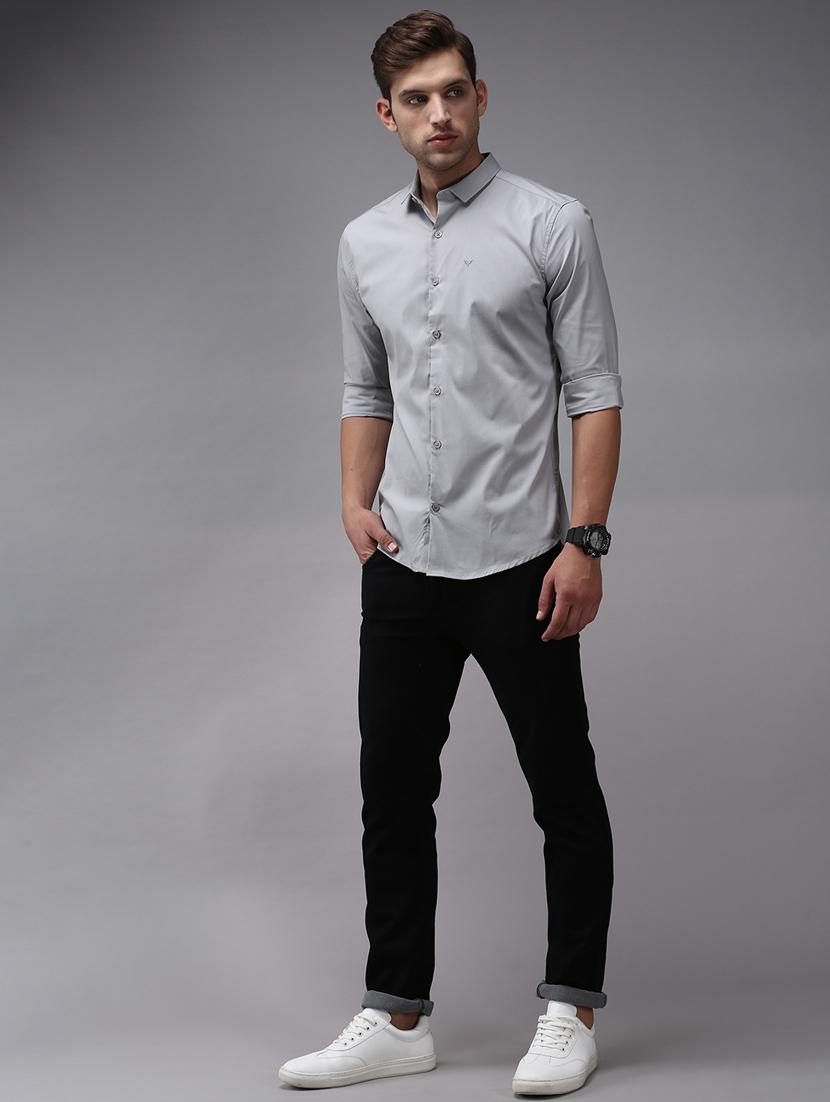 grey solid casual shirt - 18636868 - Zoom Image - 4