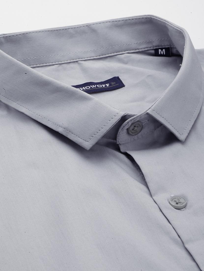 grey solid casual shirt - 18636868 - Zoom Image - 6