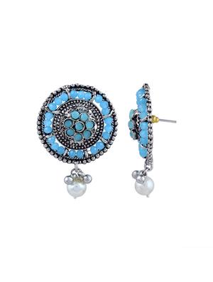 blue silver plated drop earring - 18637333 - Standard Image - 3