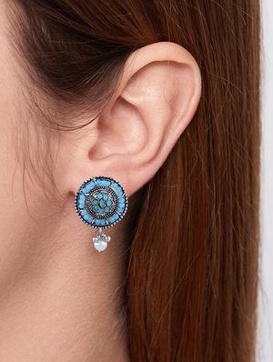 blue silver plated drop earring - 18637333 - Standard Image - 4