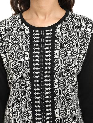 black self design straight woolen kurta - 18639422 - Standard Image - 5