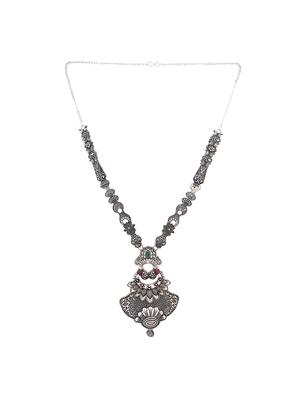 silver plated necklace earring set - 18640805 - Standard Image - 3