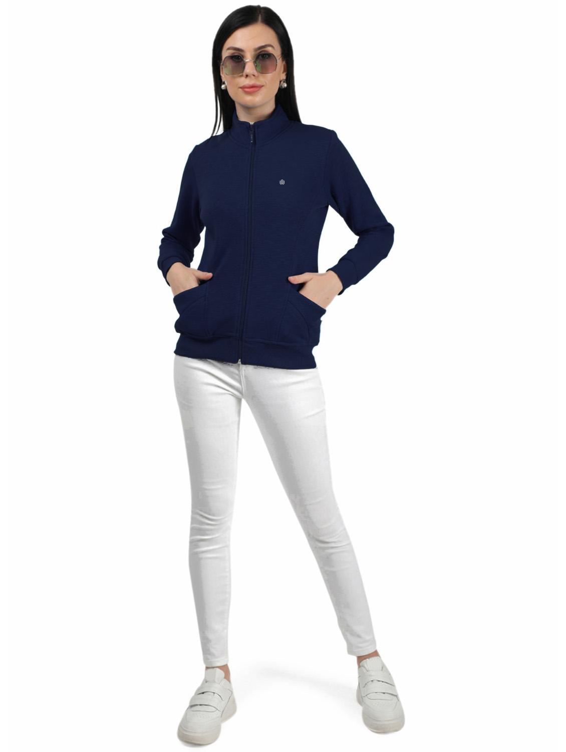 high neck zip-up solid sweatshirt - 18642436 - Zoom Image - 4