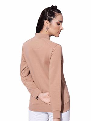 stylized neck zip-up solid sweatshirt - 18642443 - Standard Image - 3