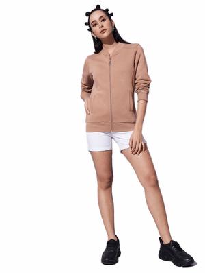 stylized neck zip-up solid sweatshirt - 18642443 - Standard Image - 4