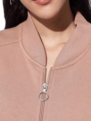 stylized neck zip-up solid sweatshirt - 18642443 - Standard Image - 5