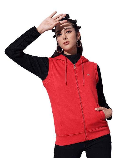 hooded neck zip-up solid sweatshirt - 18642446 - Standard Image - 1