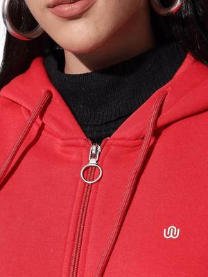 hooded neck zip-up solid sweatshirt - 18642446 - Standard Image - 5