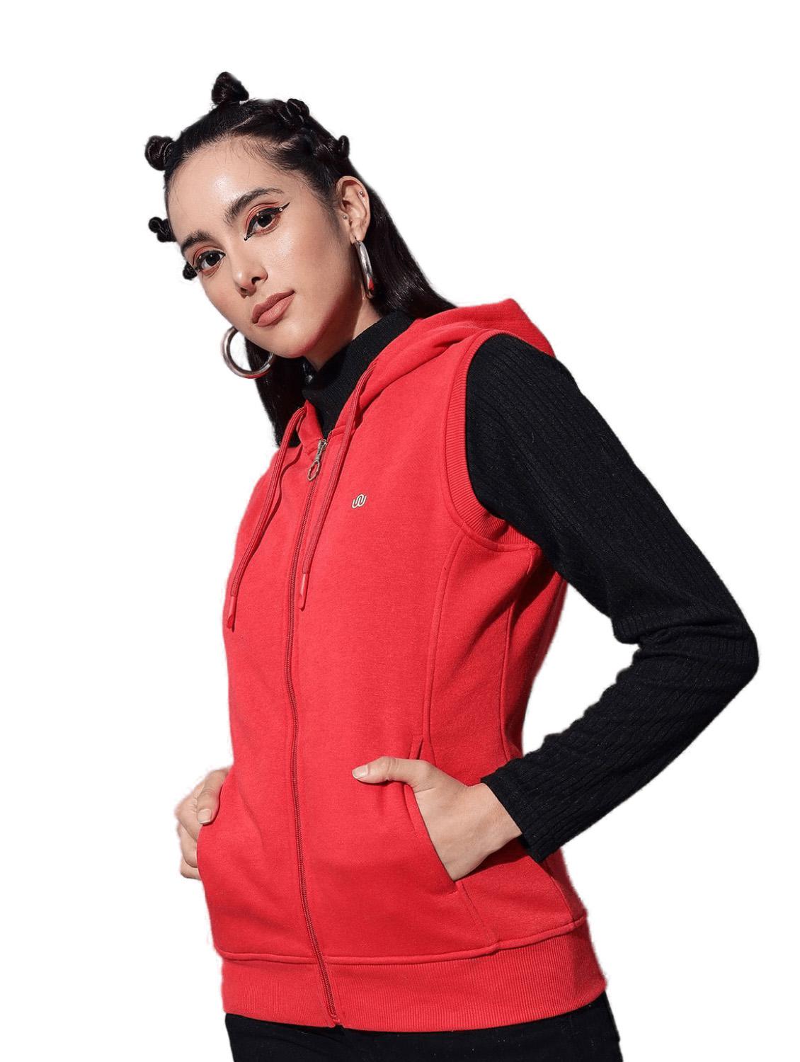 hooded neck zip-up solid sweatshirt - 18642446 - Zoom Image - 2
