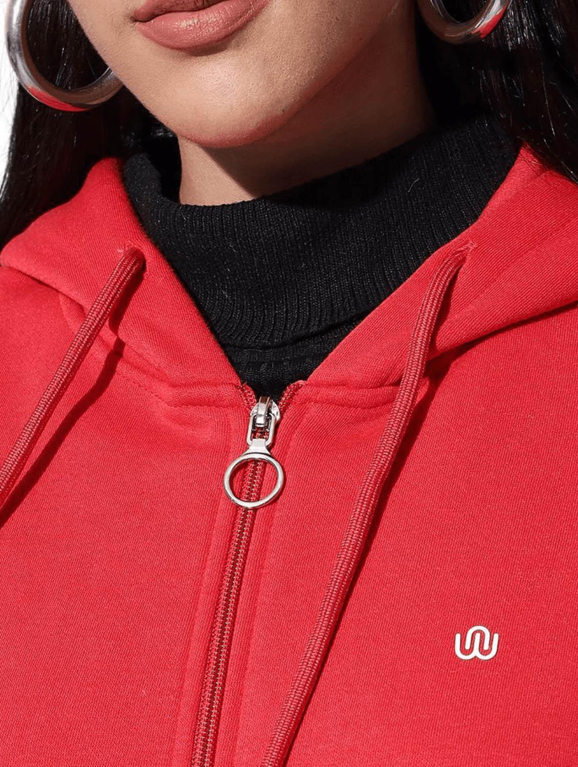 hooded neck zip-up solid sweatshirt - 18642446 - Zoom Image - 5