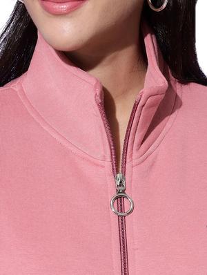 stand collar zip-up solid sweatshirt - 18642455 - Standard Image - 5