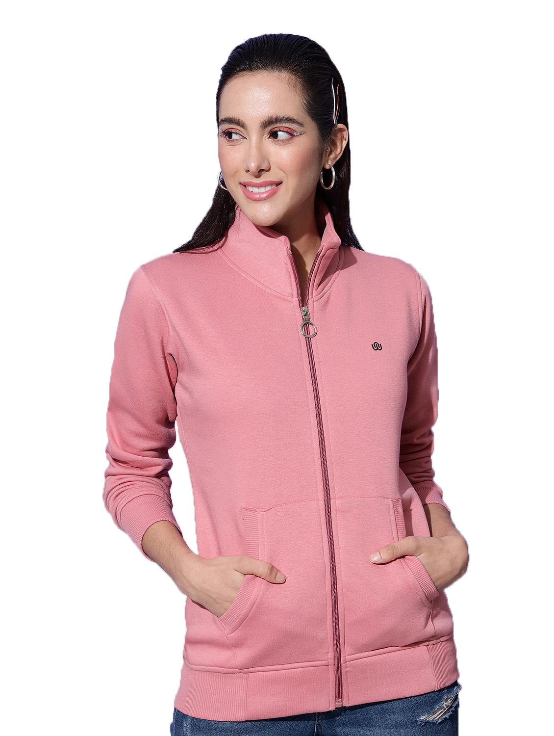 stand collar zip-up solid sweatshirt - 18642455 - Zoom Image - 1