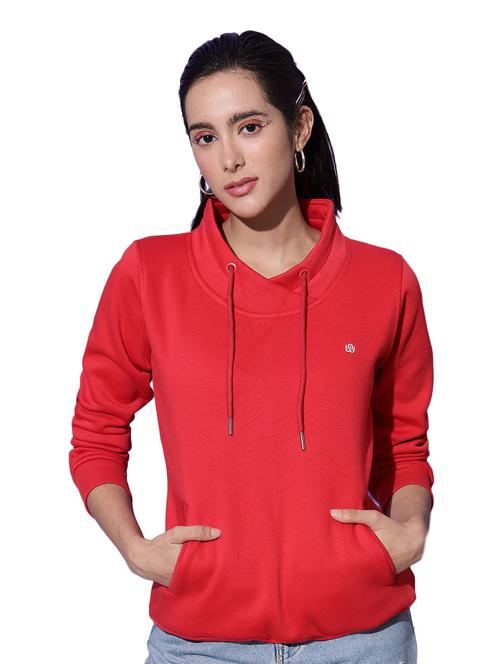 draw string high neck solid sweatshirt - 18642472 - Standard Image - 1