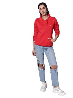 draw string high neck solid sweatshirt - 18642472 - Standard Image - 4