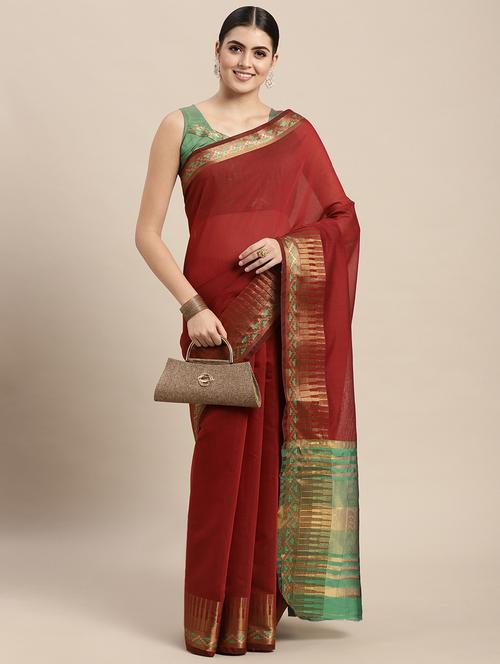 self design woven saree with blouse - 18642580 - Standard Image - 1